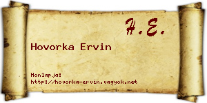 Hovorka Ervin névjegykártya